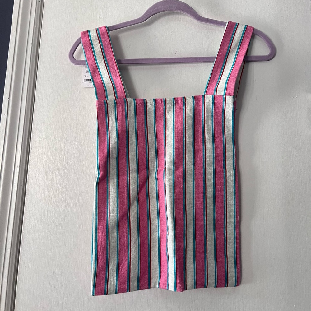 Free People Pink and Blue Striped Bag